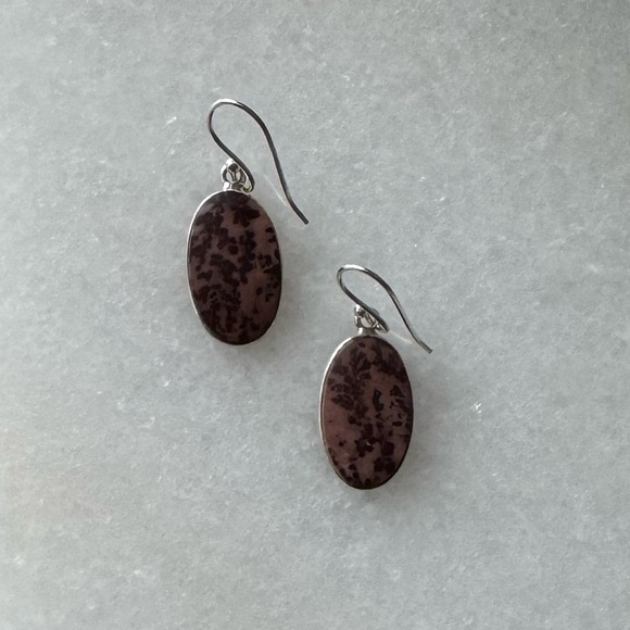NWOT Tuckernuck Speckled Leopard Earrings Paintbrush Jasper Sterling Silver